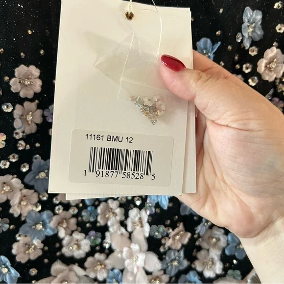 NWT Mac Duggal 11161 Floral Embroidered A Line Tea Length Dress - Picture 6 of 7